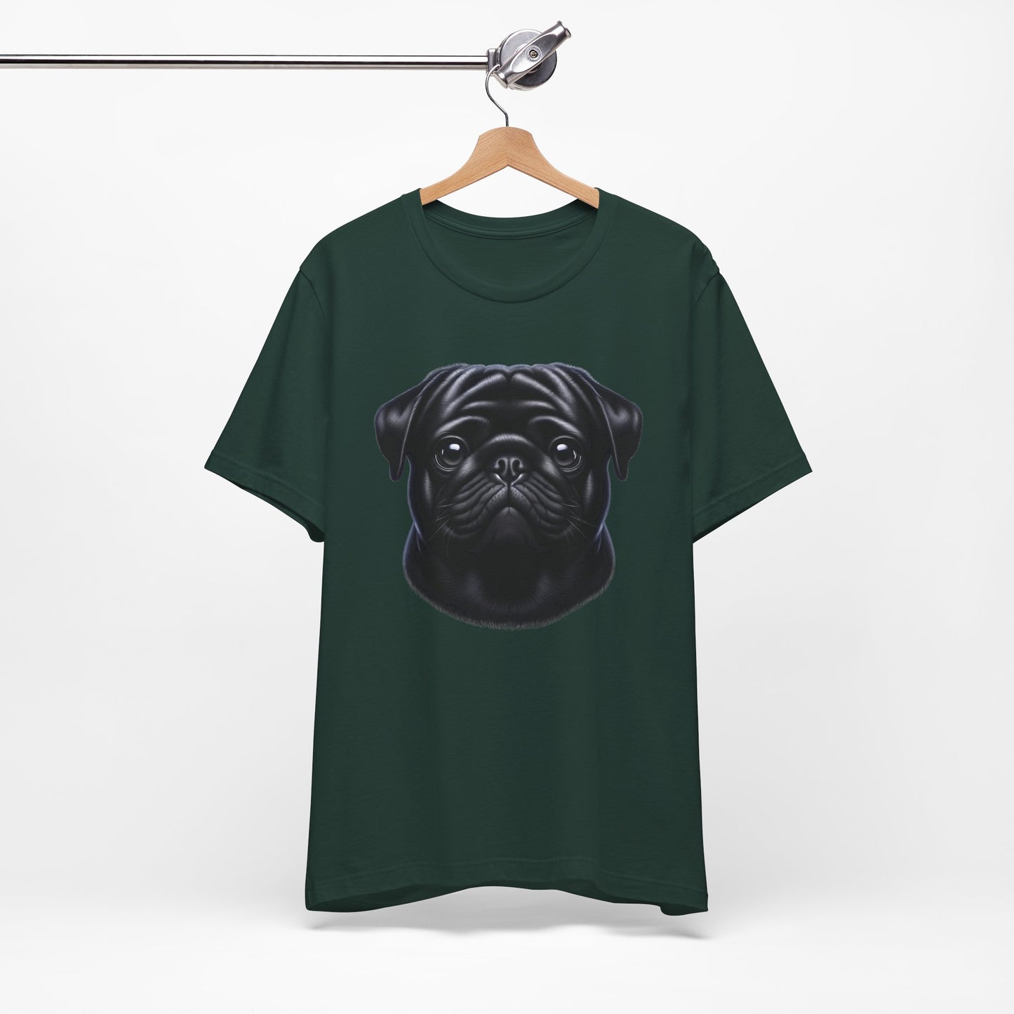 Pug Black Realistic Graphic Tee