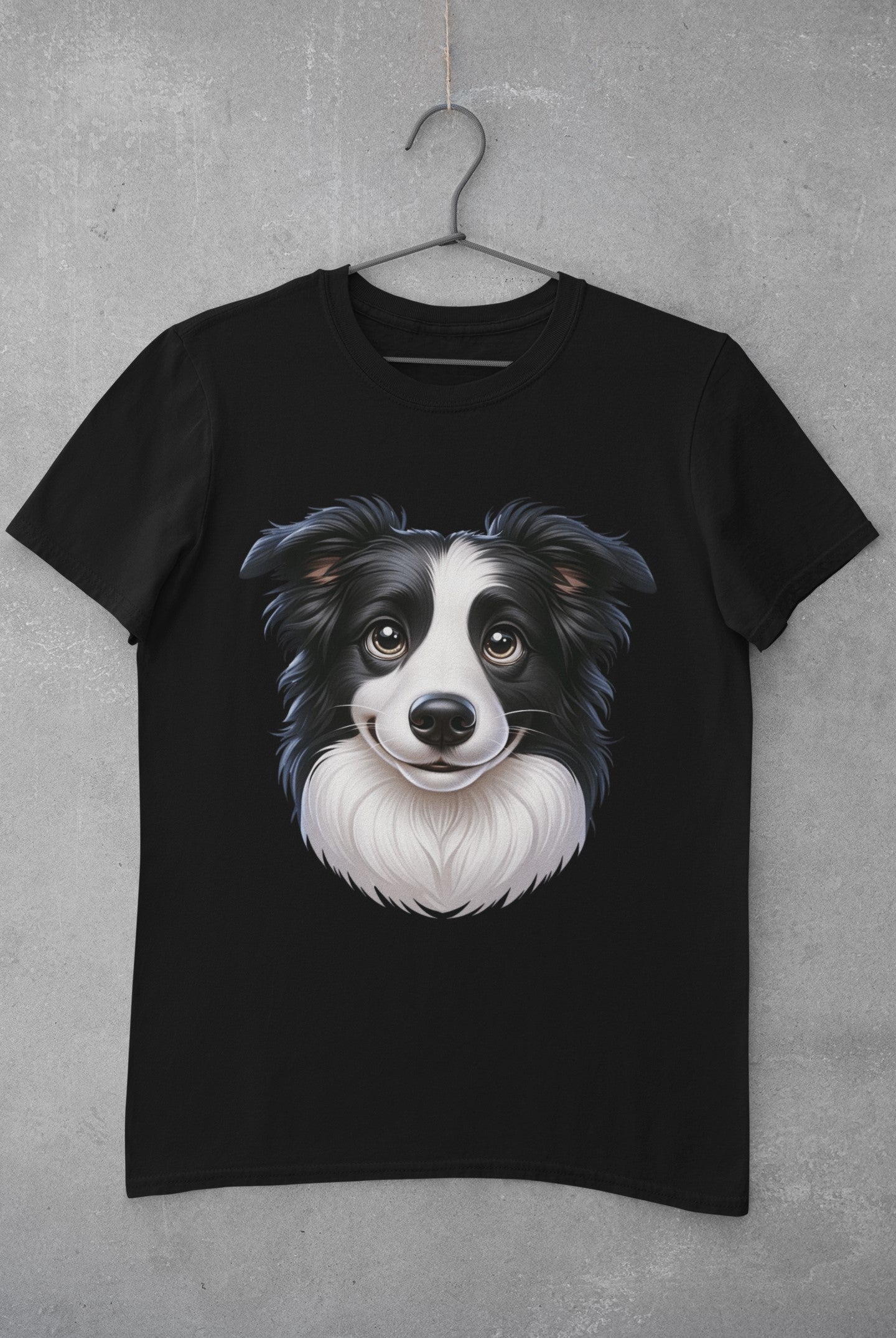 Border Collie Black & White Cartoon Graphic Tee