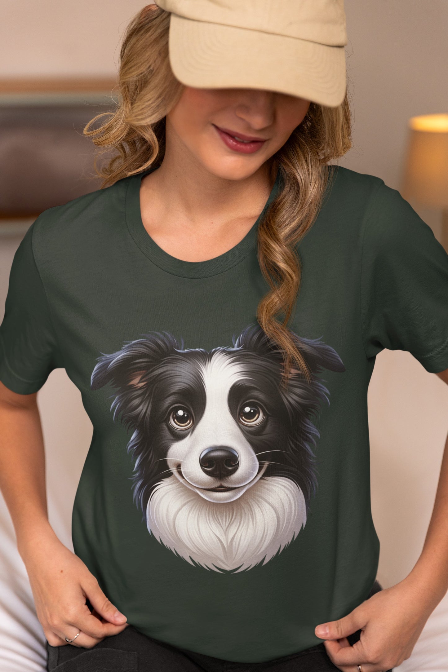 Border Collie Black & White Cartoon Graphic Tee