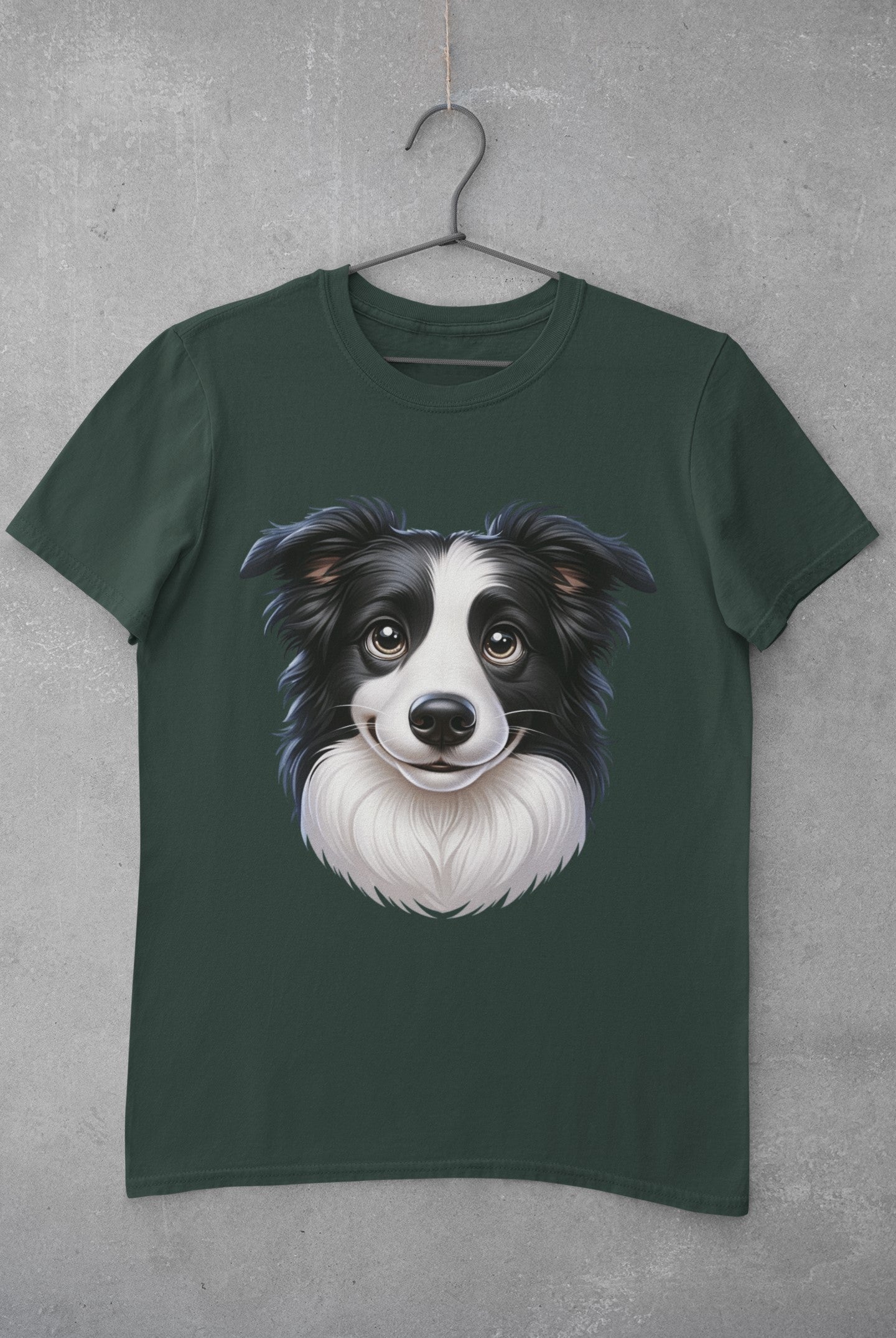Border Collie Black & White Cartoon Graphic Tee