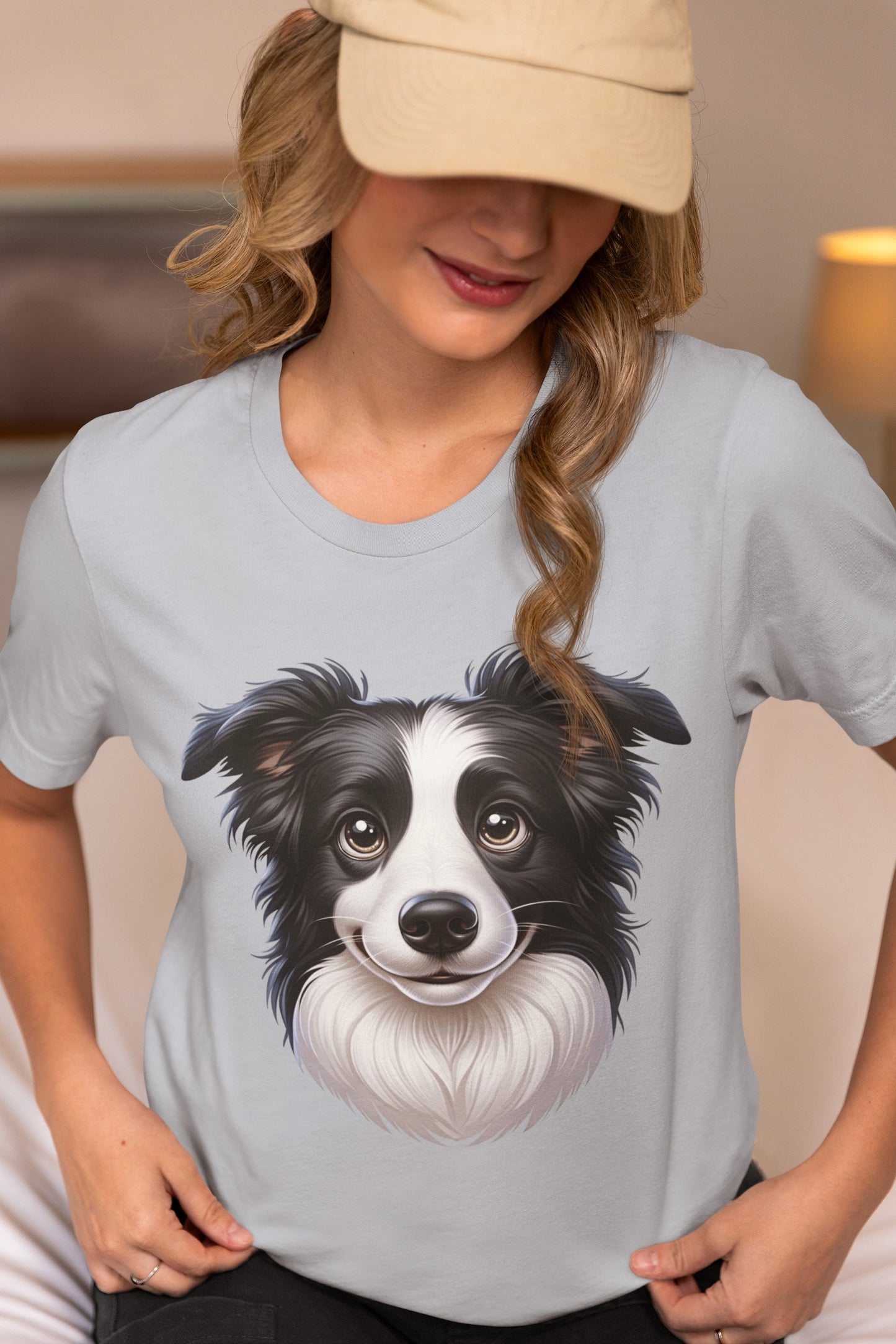 Border Collie Black & White Cartoon Graphic Tee