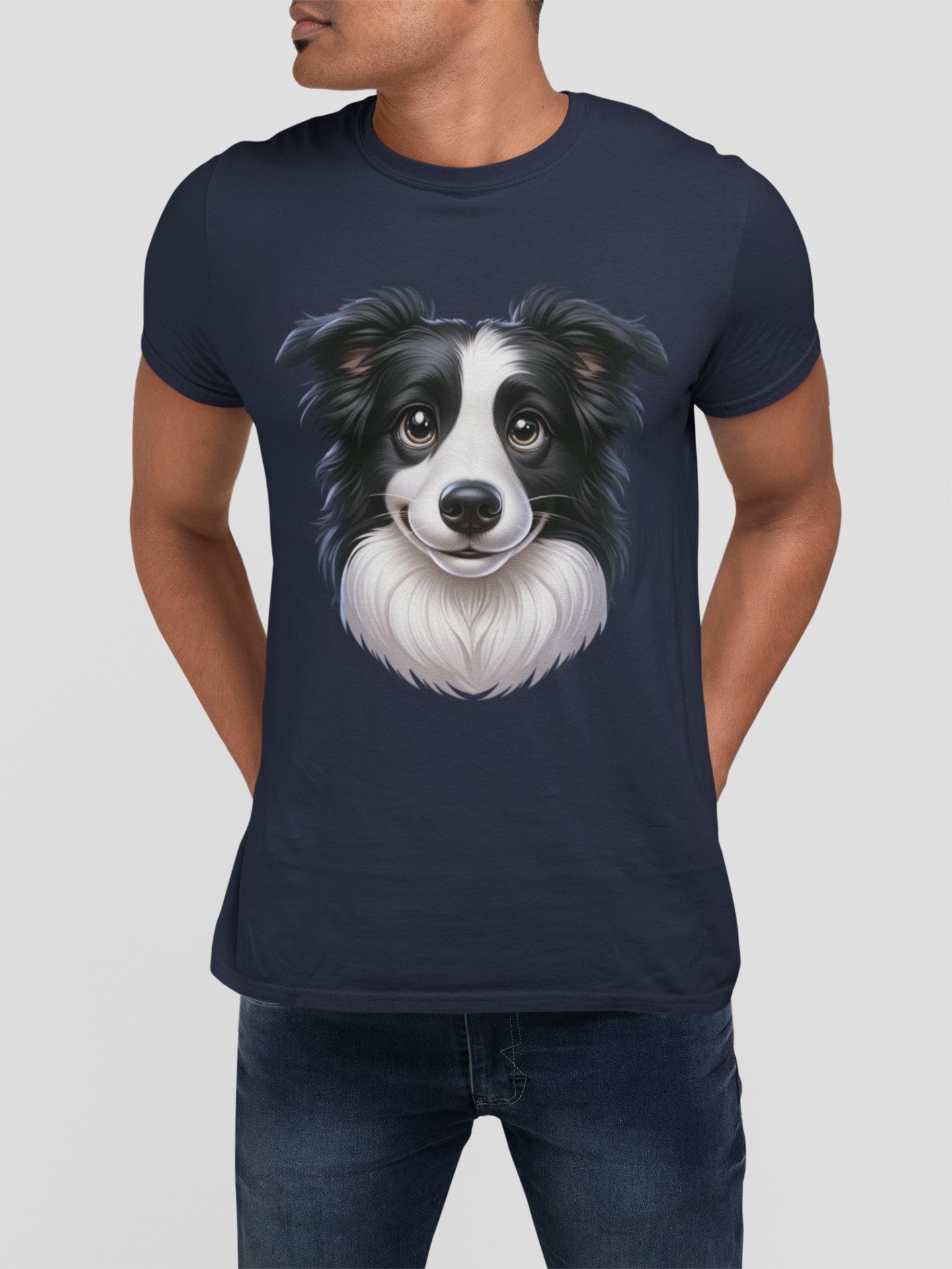 Border Collie Black & White Cartoon Graphic Tee