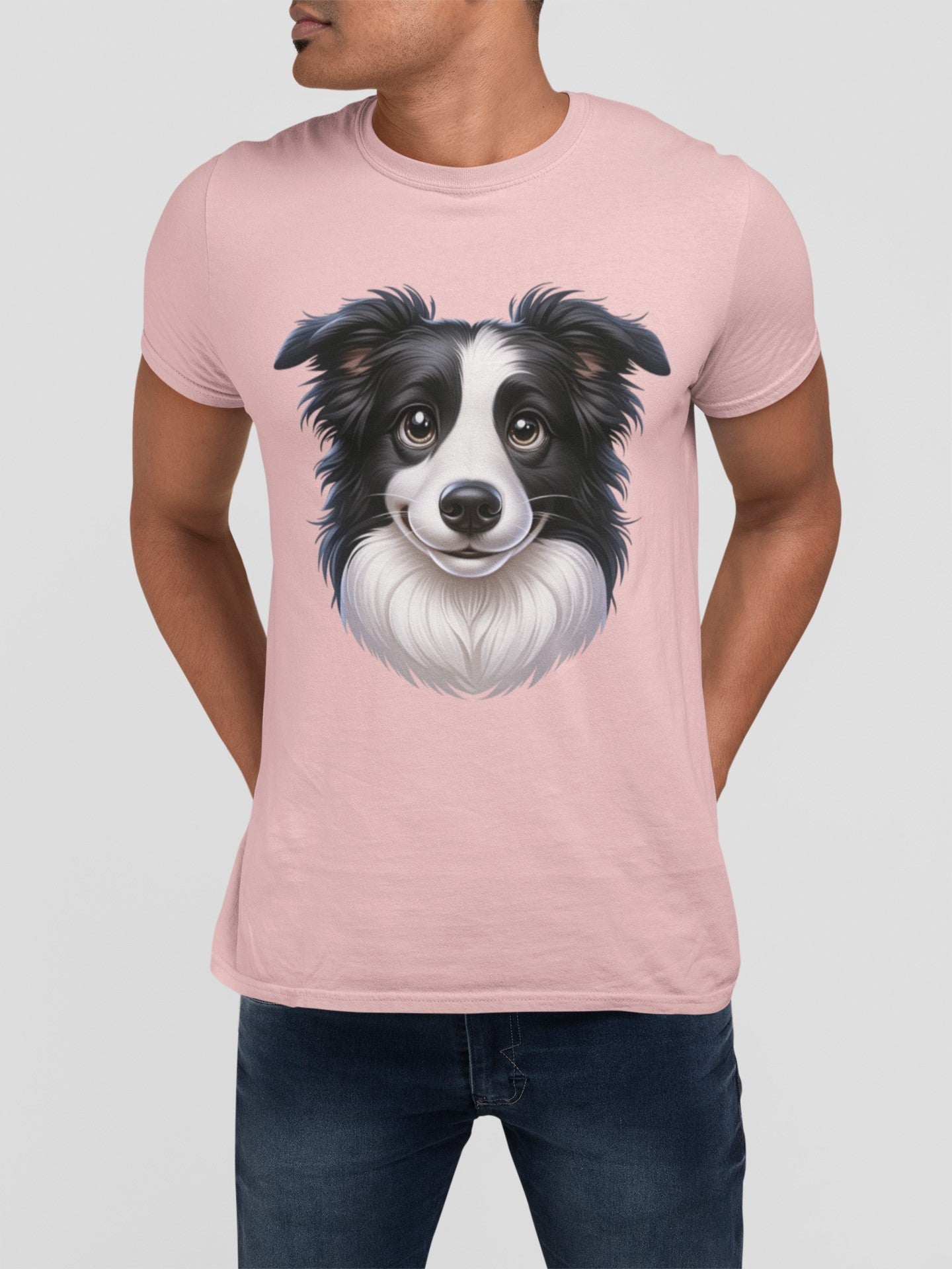Border Collie Black & White Cartoon Graphic Tee