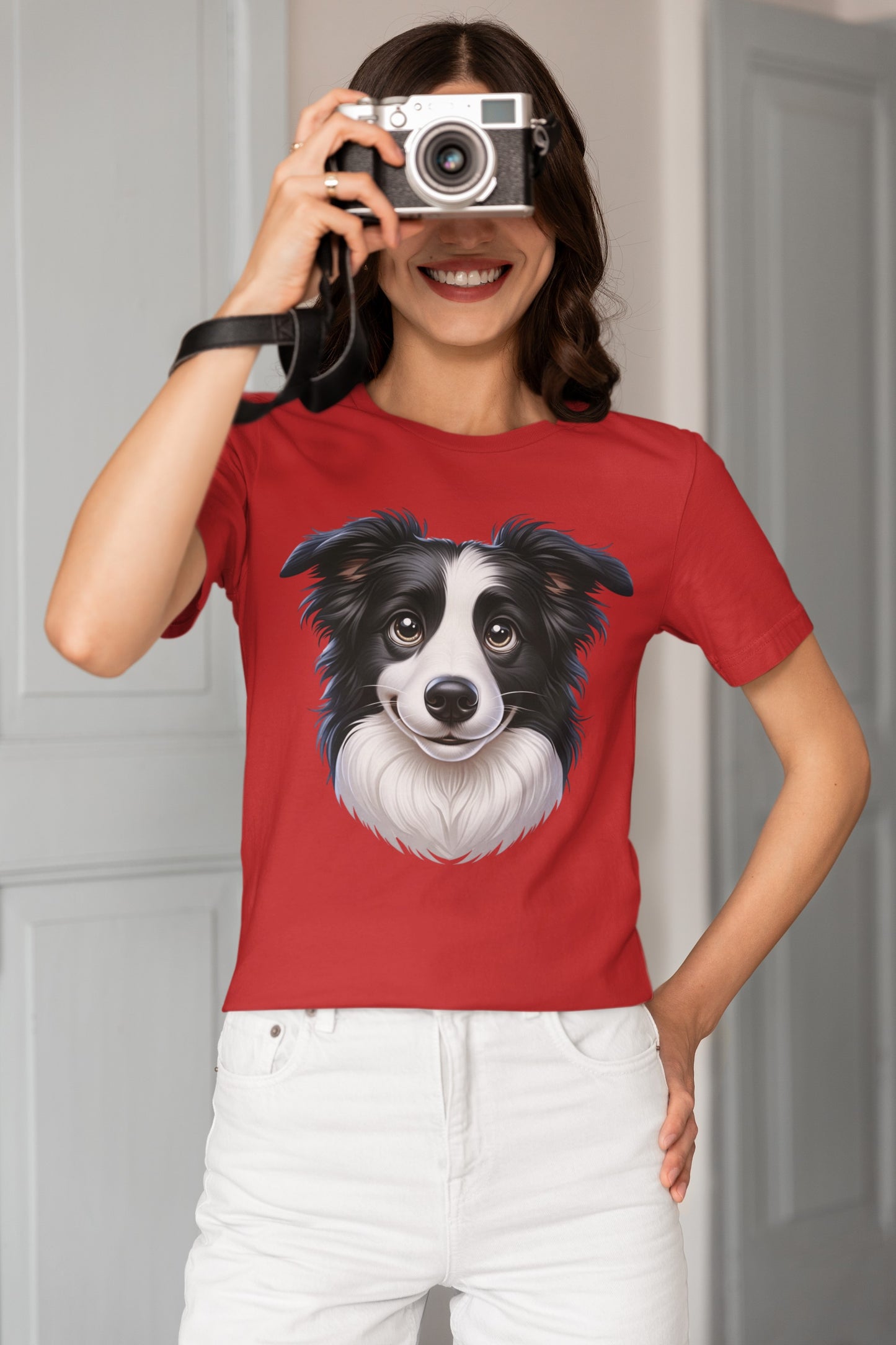 Border Collie Black & White Cartoon Graphic Tee