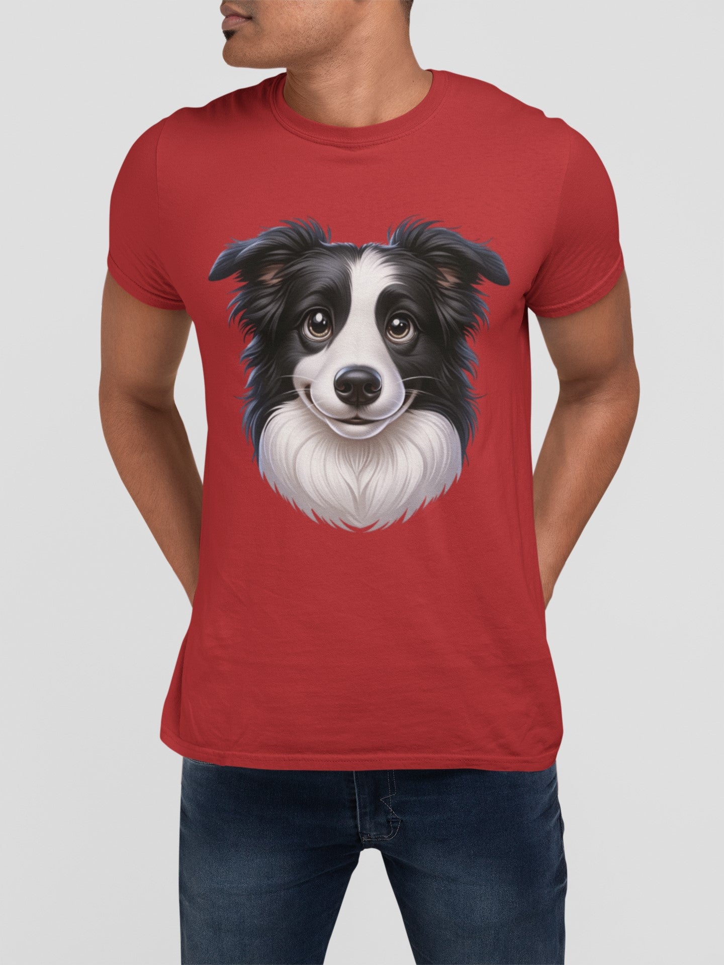 Border Collie Black & White Cartoon Graphic Tee