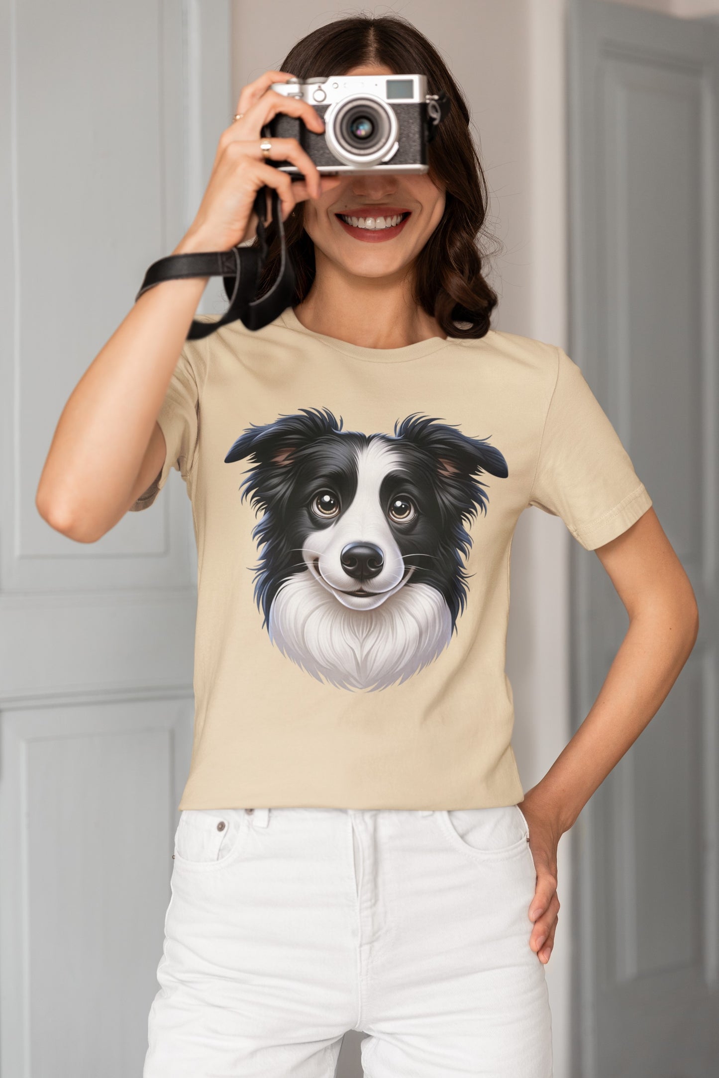 Border Collie Black & White Cartoon Graphic Tee