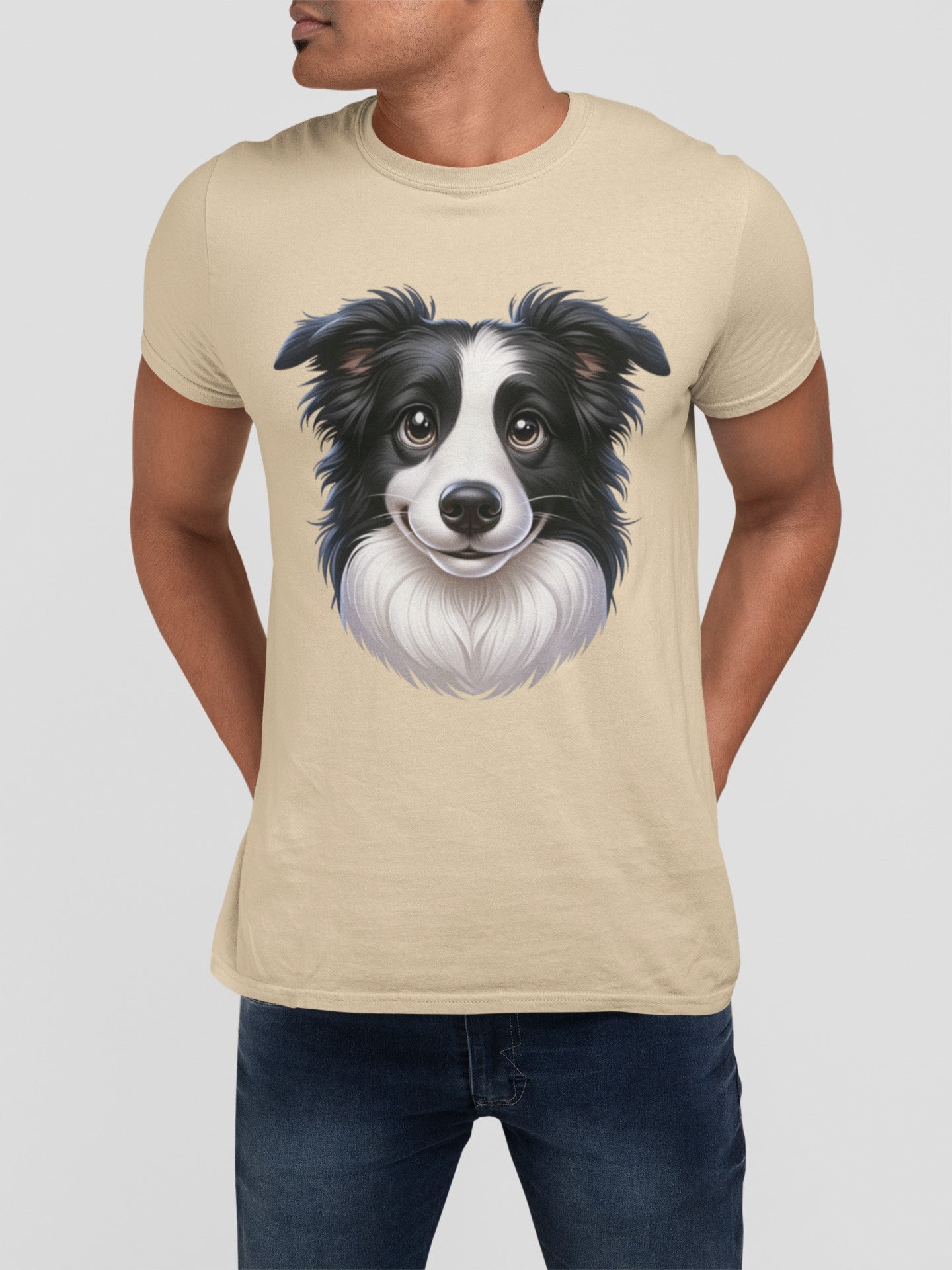 Border Collie Black & White Cartoon Graphic Tee