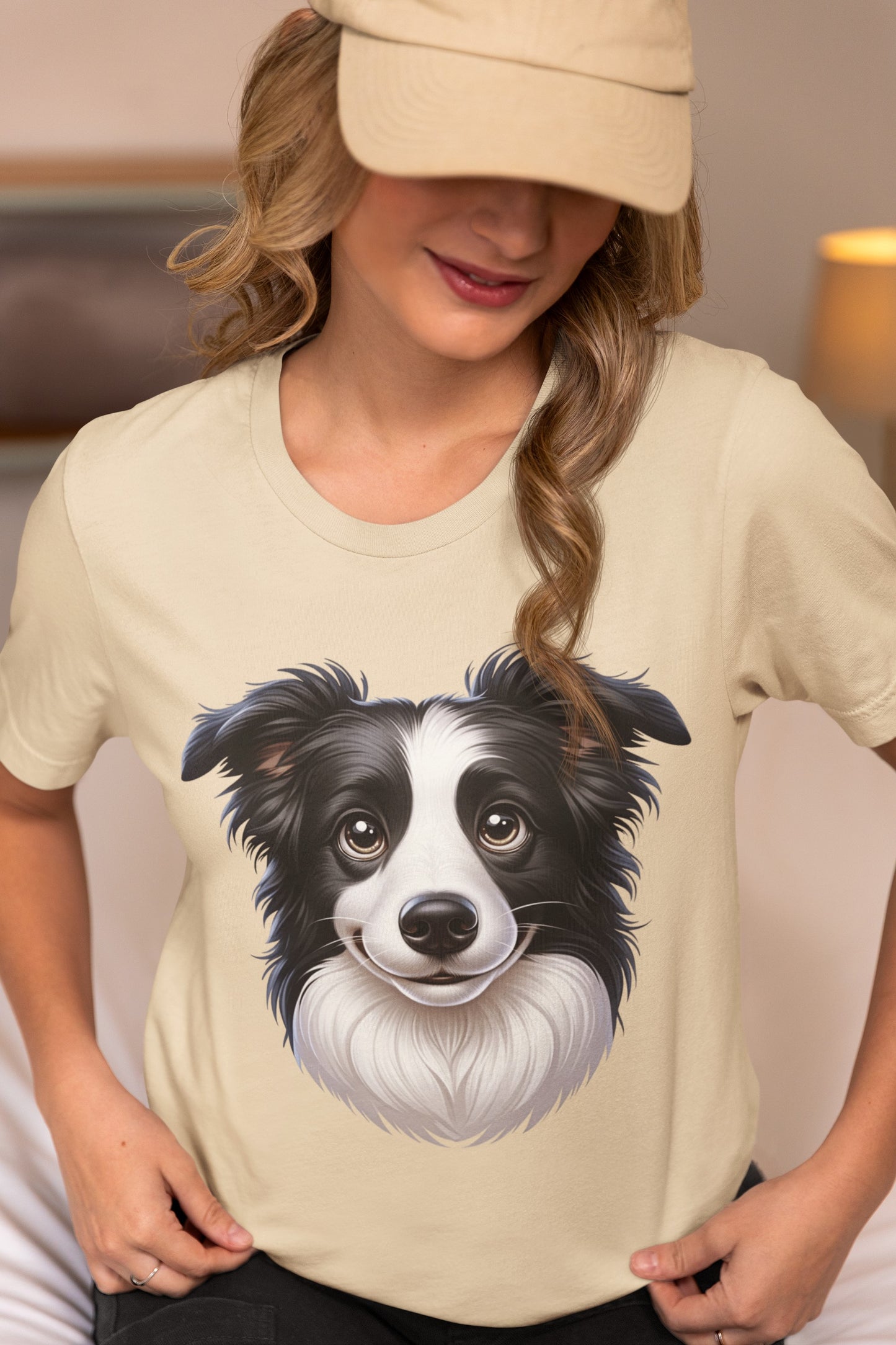 Border Collie Black & White Cartoon Graphic Tee