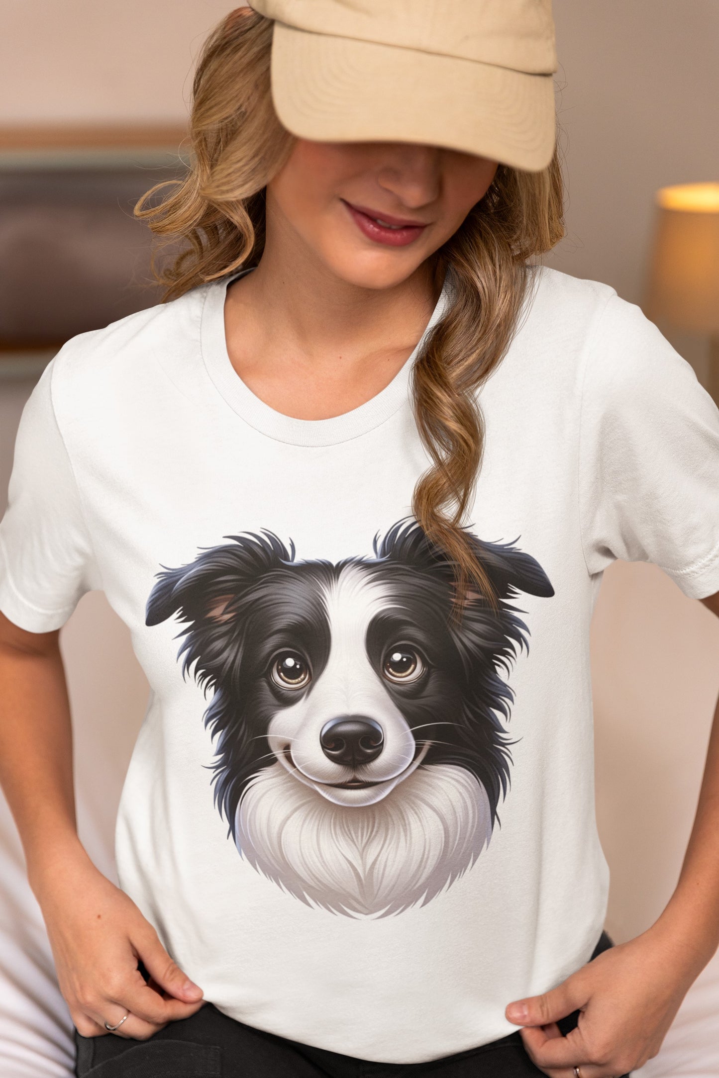 Border Collie Black & White Cartoon Graphic Tee