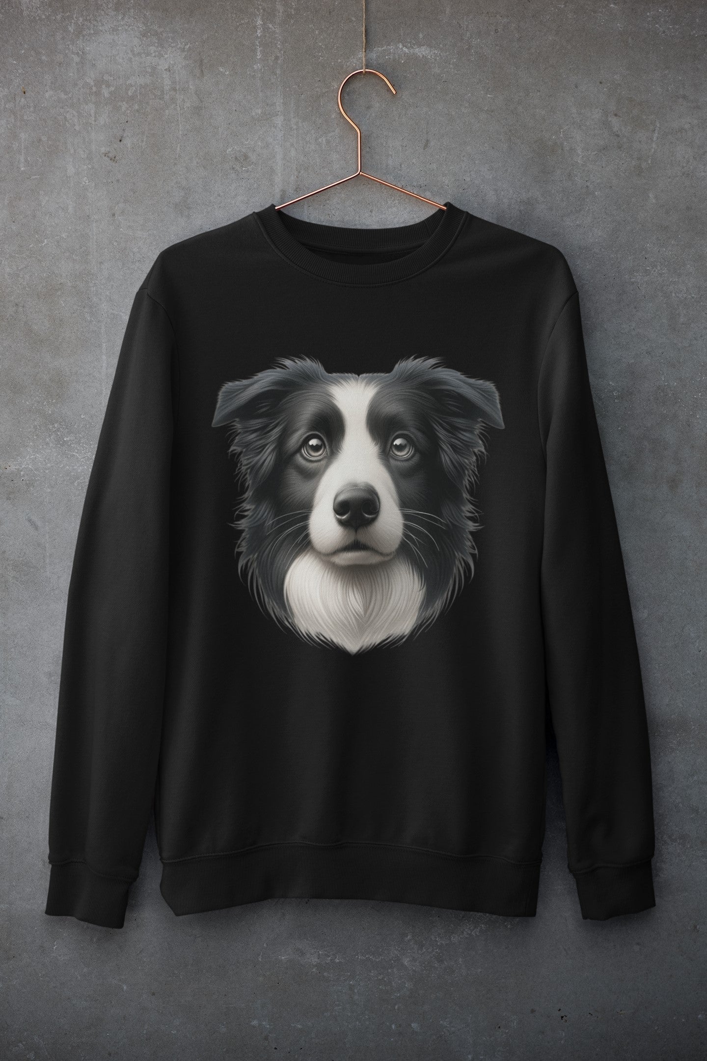 Border Collie Black & White Realistic Design Crewneck Sweatshirt