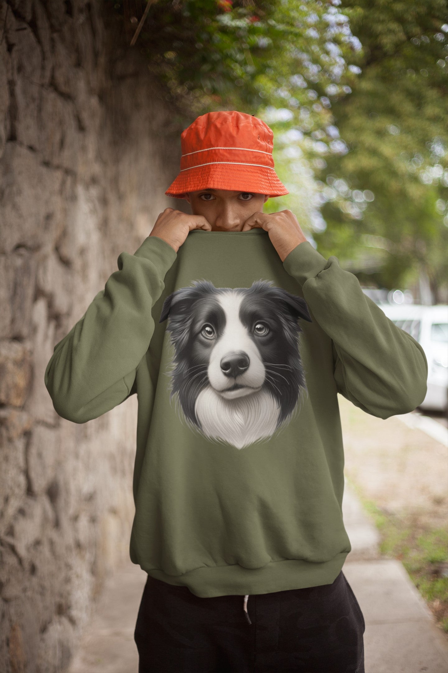 Border Collie Black & White Realistic Design Crewneck Sweatshirt