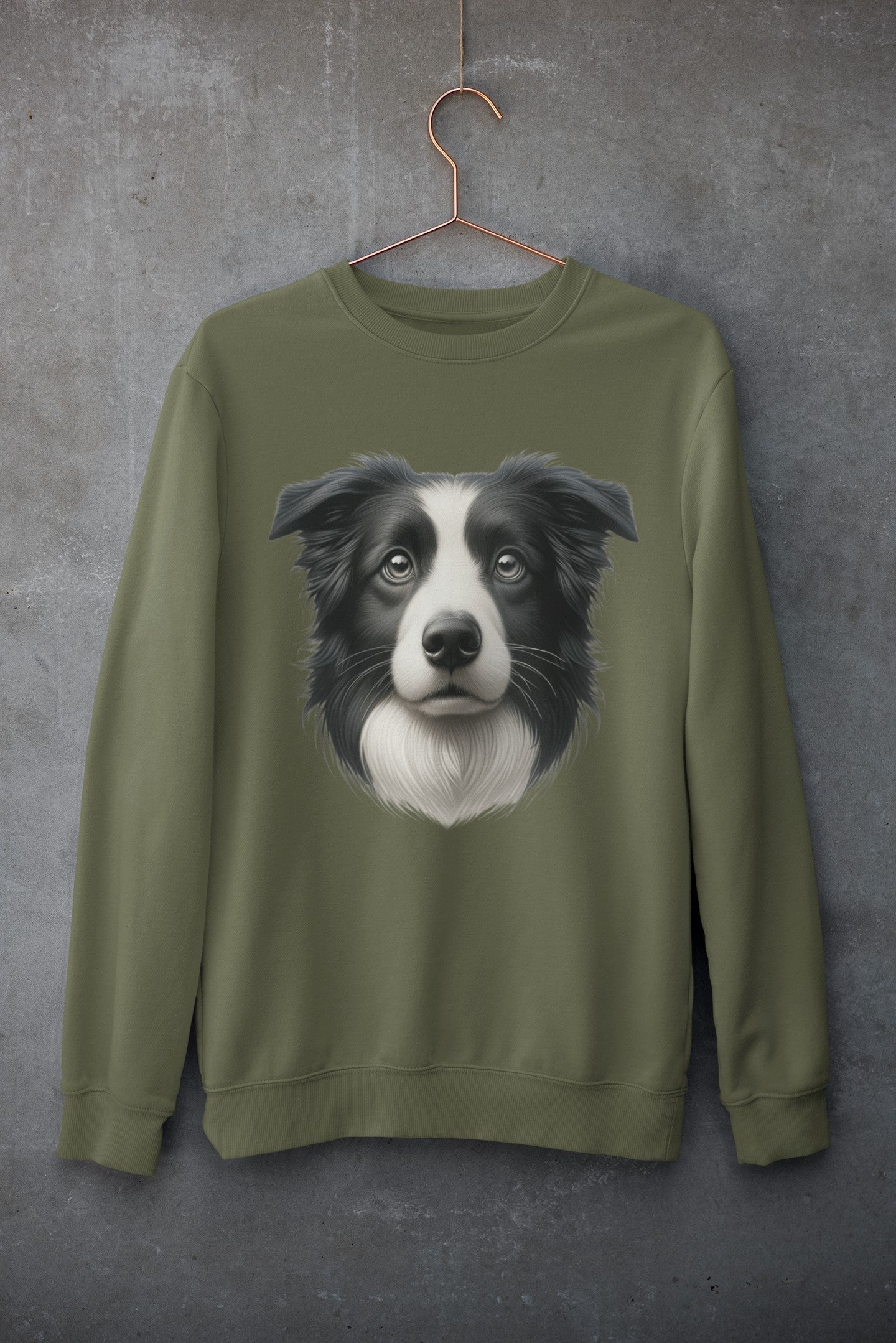 Border Collie Black & White Realistic Design Crewneck Sweatshirt
