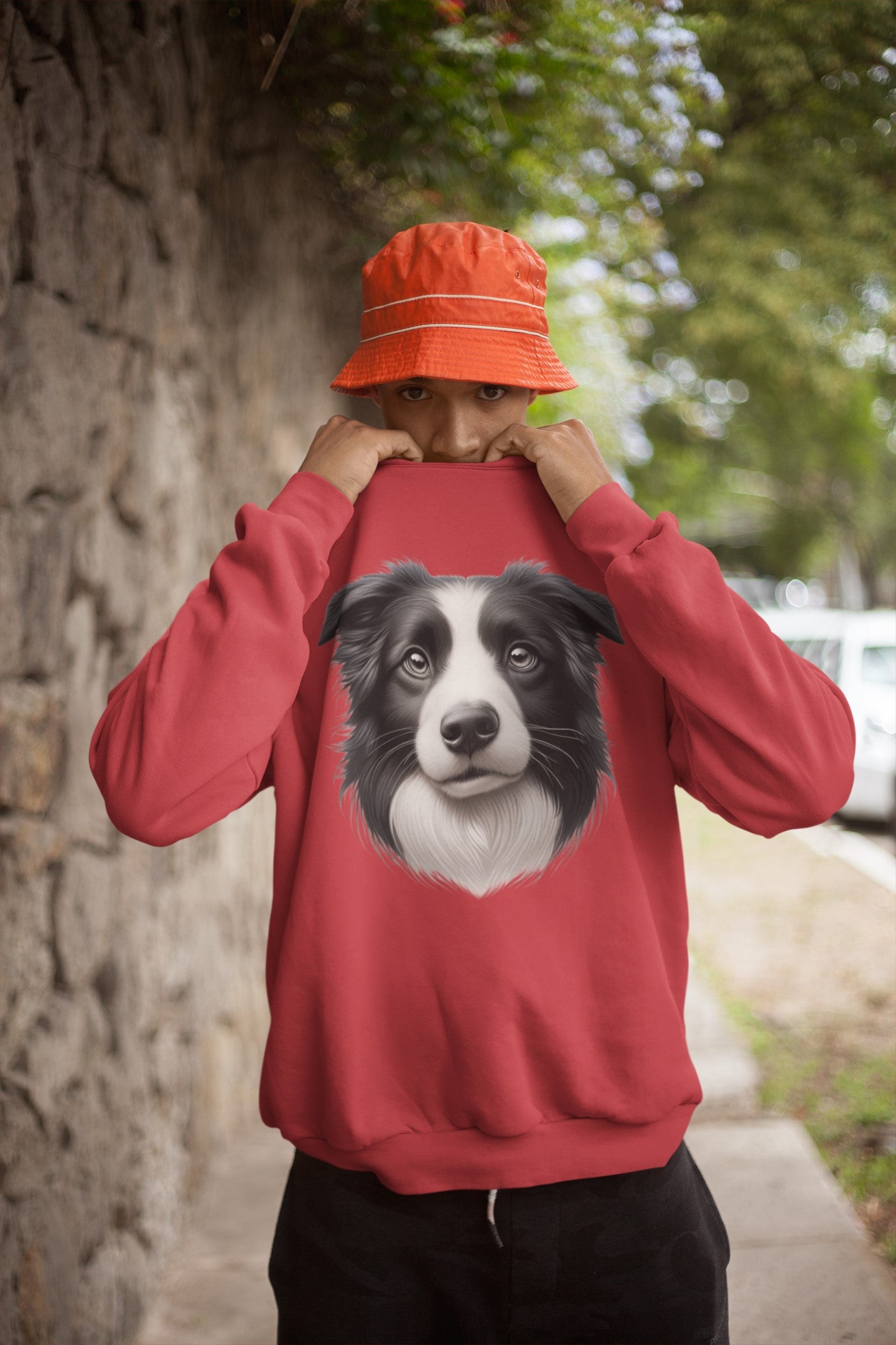 Border Collie Black & White Realistic Design Crewneck Sweatshirt