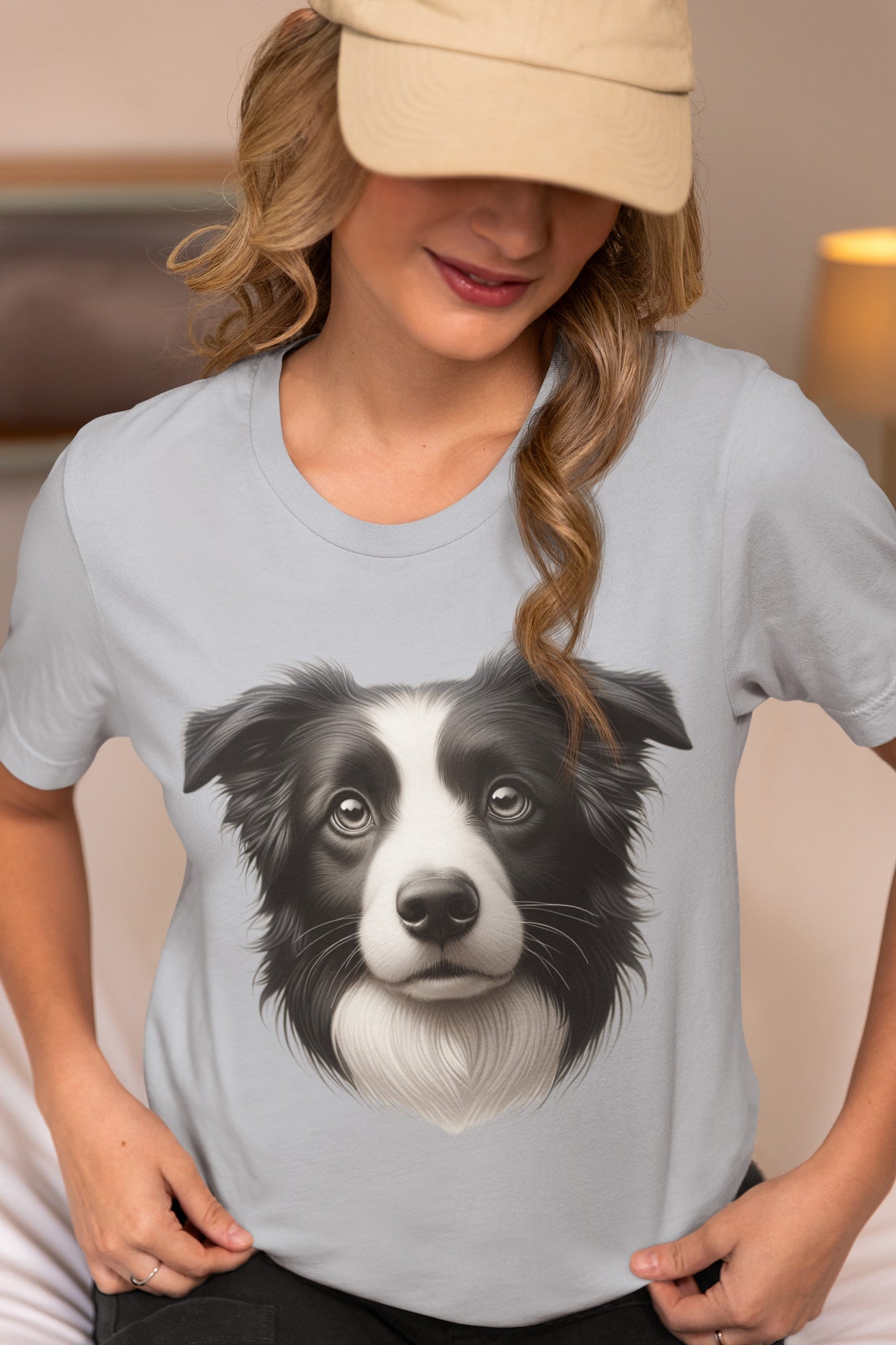 Border Collie Black & White Realistic Graphic Tee