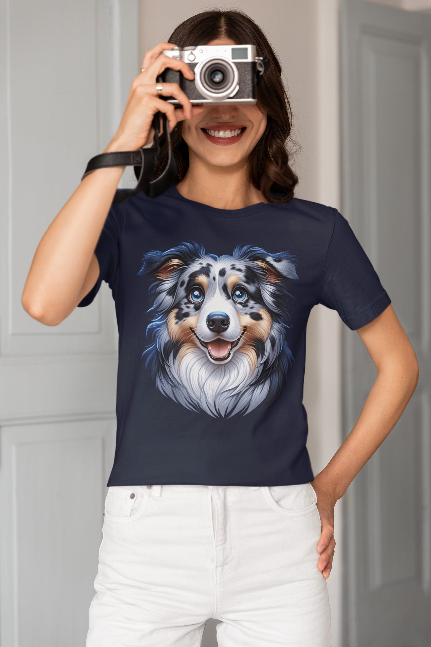 Australian Shepherd Blue Merle Cartoon Graphic Tee