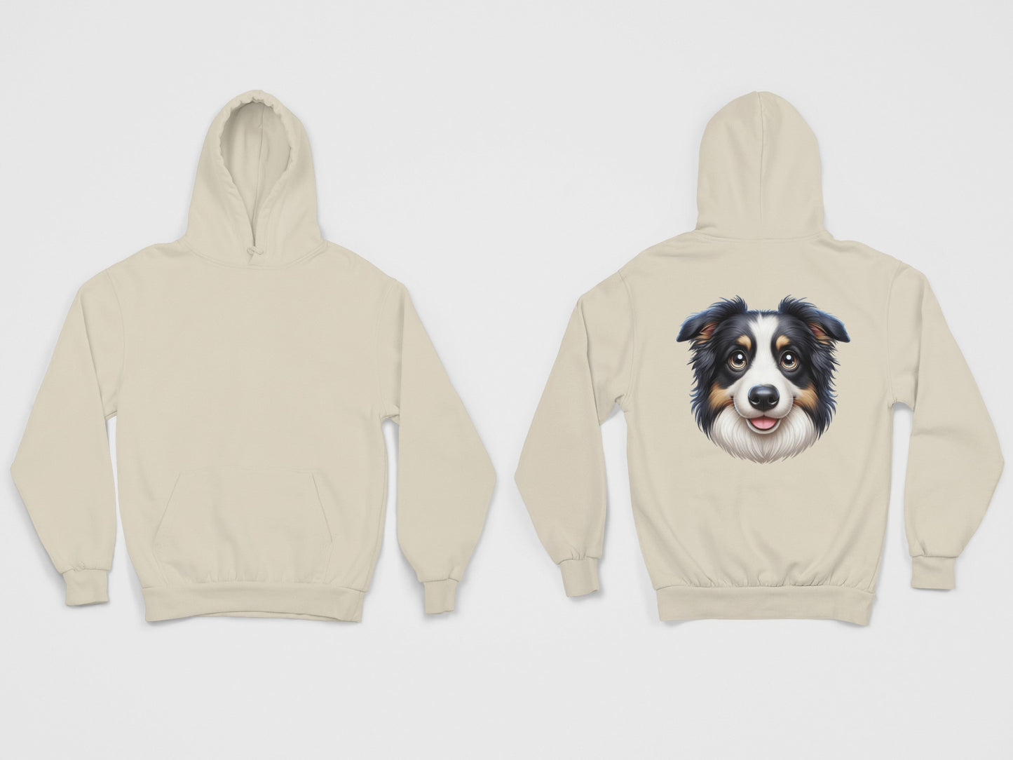Australian Shepherd Black Tri Cartoon Back Print Hoodie