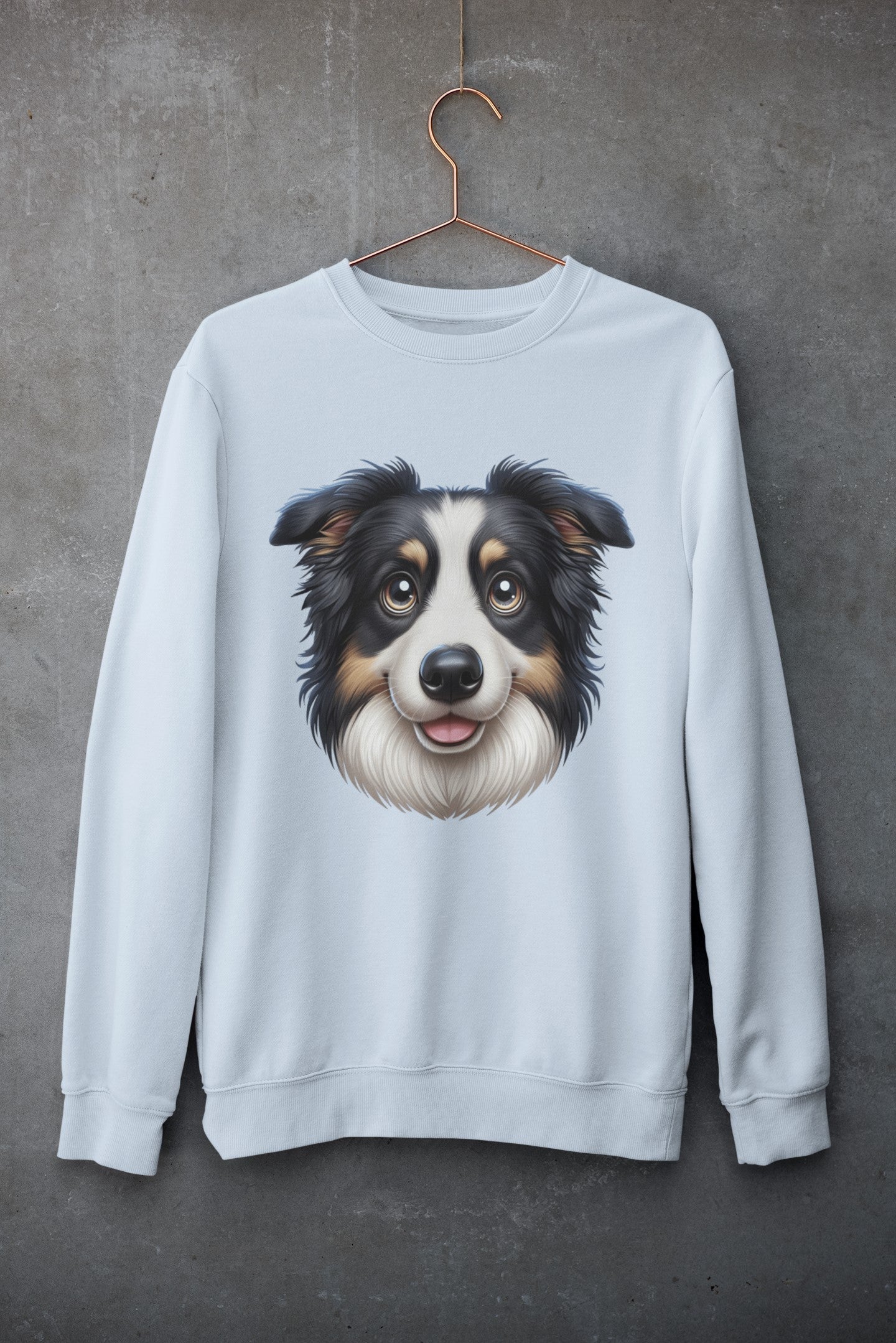 Australian Shepherd Black Tri Cartoon Design Crewneck Sweatshirt