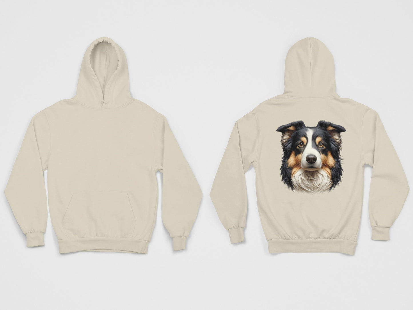 Australian Shepherd Black Tri Realistic Back Print Hoodie