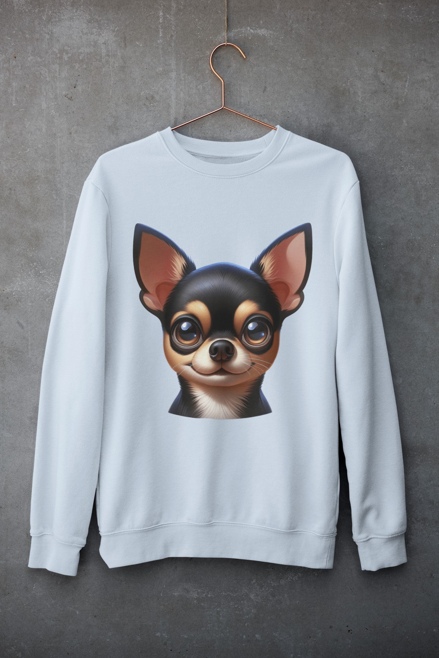 Chihuahua Black & Tan Smooth Coat Cartoon Design Crewneck Sweatshirt