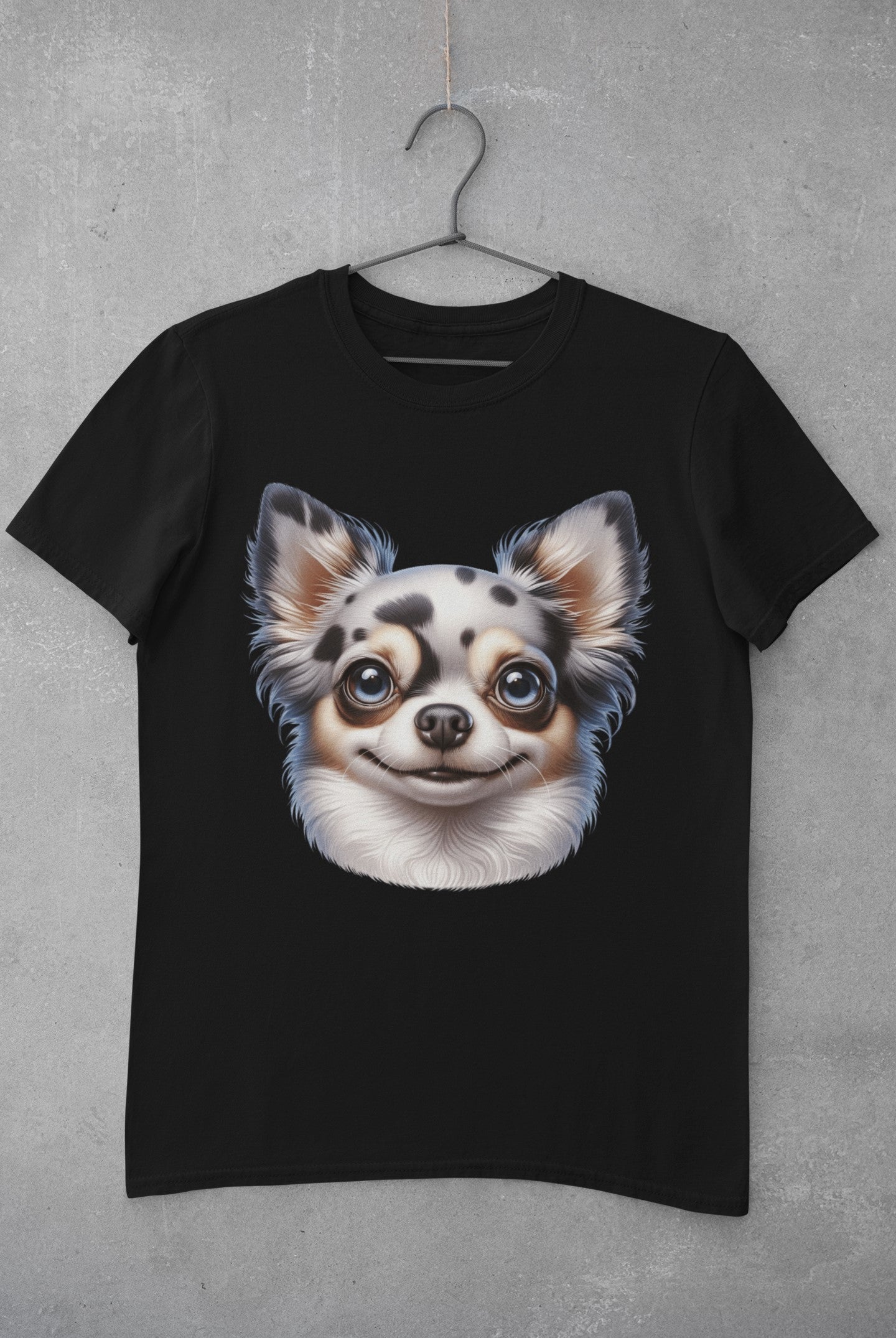 Chihuahua Blue Merle Pattern Long Coat Cartoon Graphic Tee