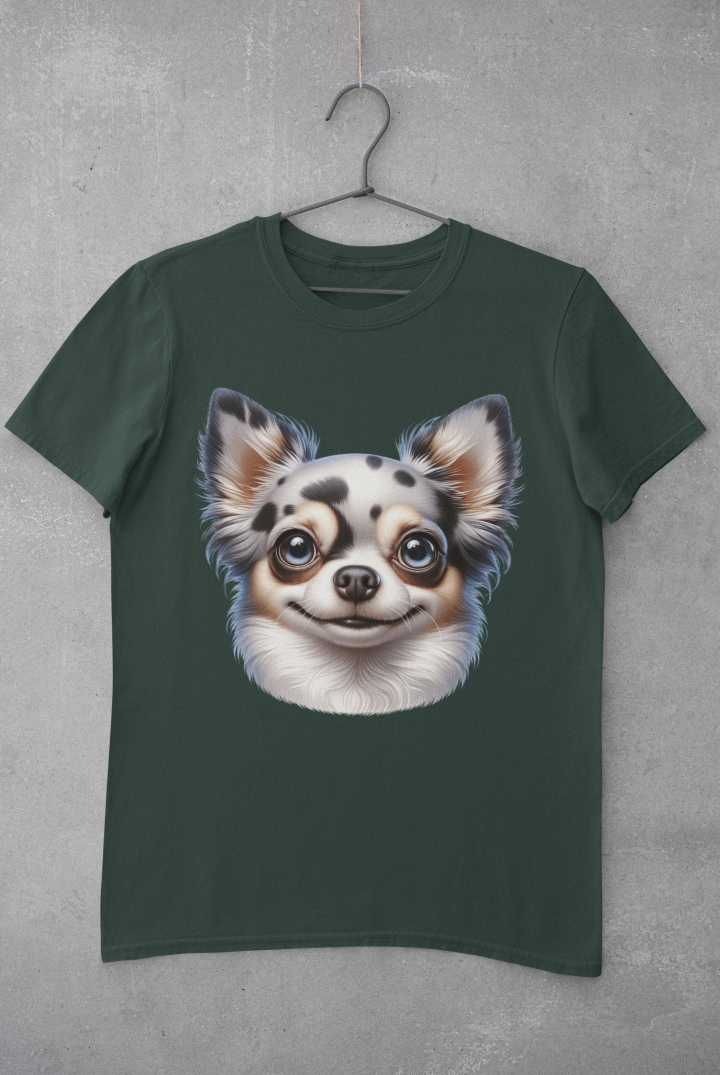 Chihuahua Blue Merle Pattern Long Coat Cartoon Graphic Tee