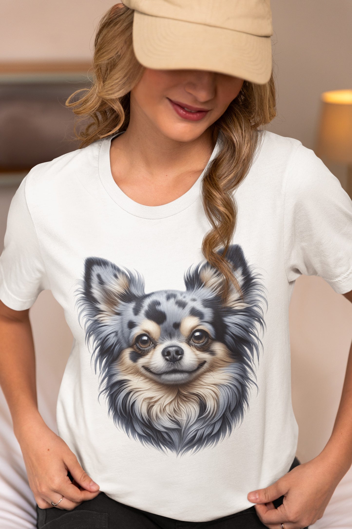 Chihuahua Blue Merle Pattern Long Coat Realistic Graphic Tee