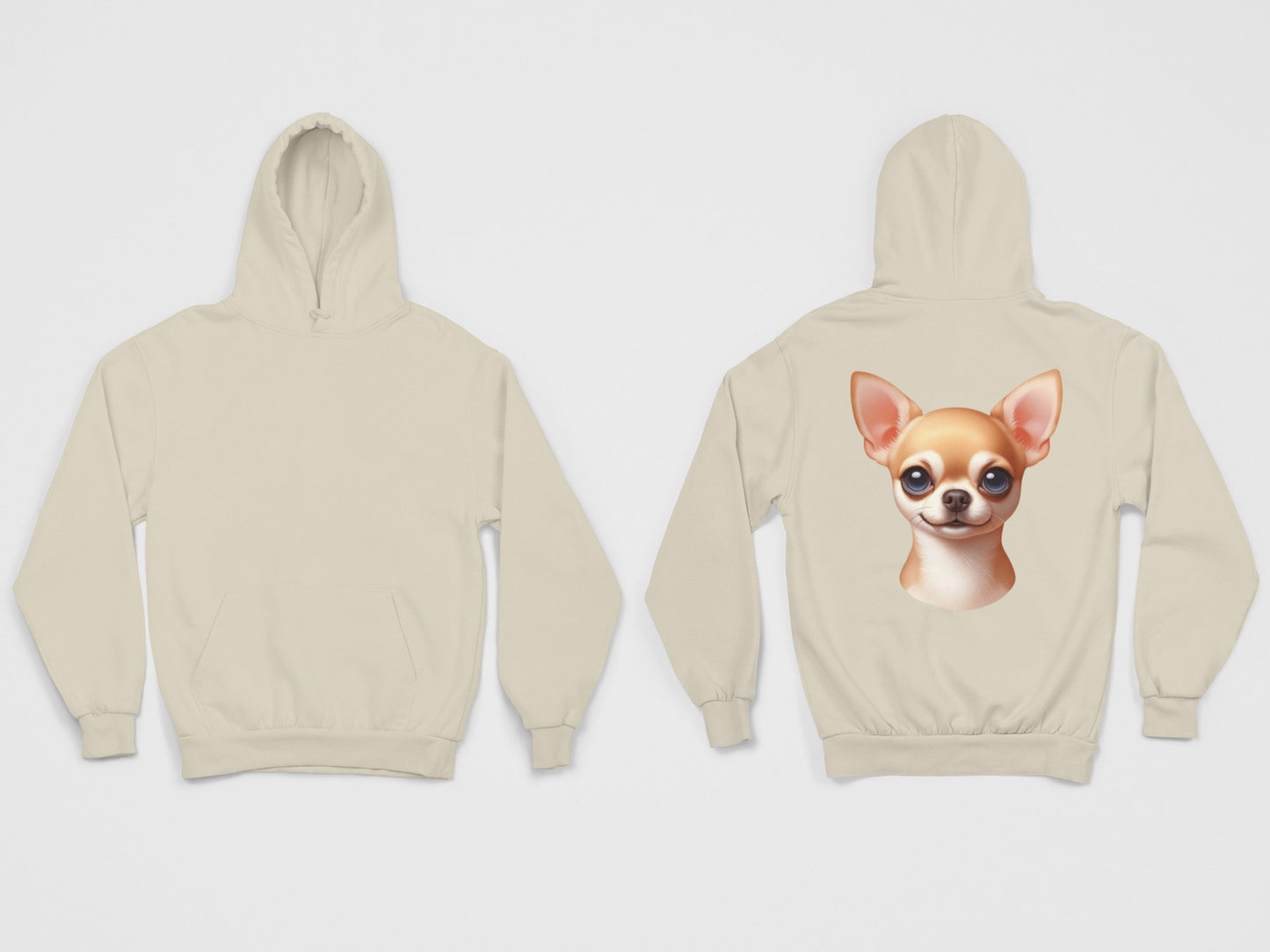 Chihuahua Fawn Smooth Coat Cartoon Back Print Hoodie