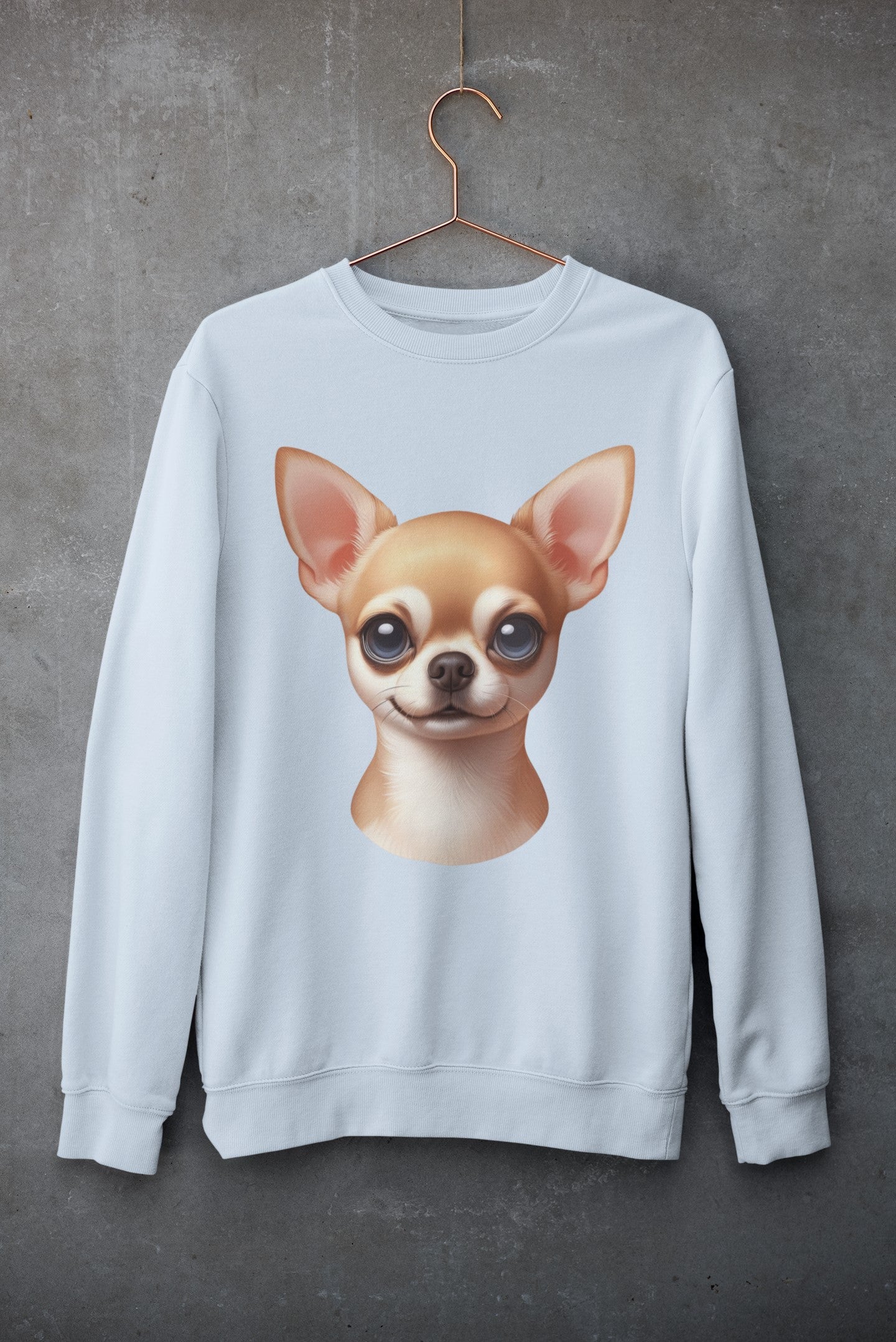 Chihuahua Fawn Smooth Coat Cartoon Design Crewneck Sweatshirt