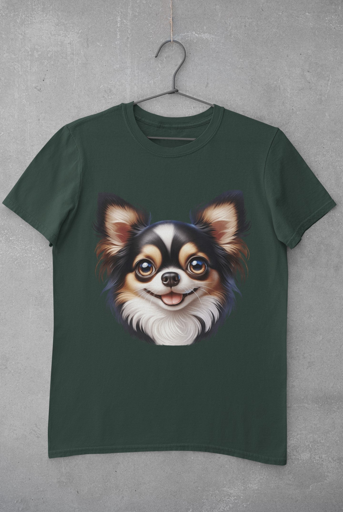 Chihuahua Tricolor Long Coat Cartoon Graphic Tee