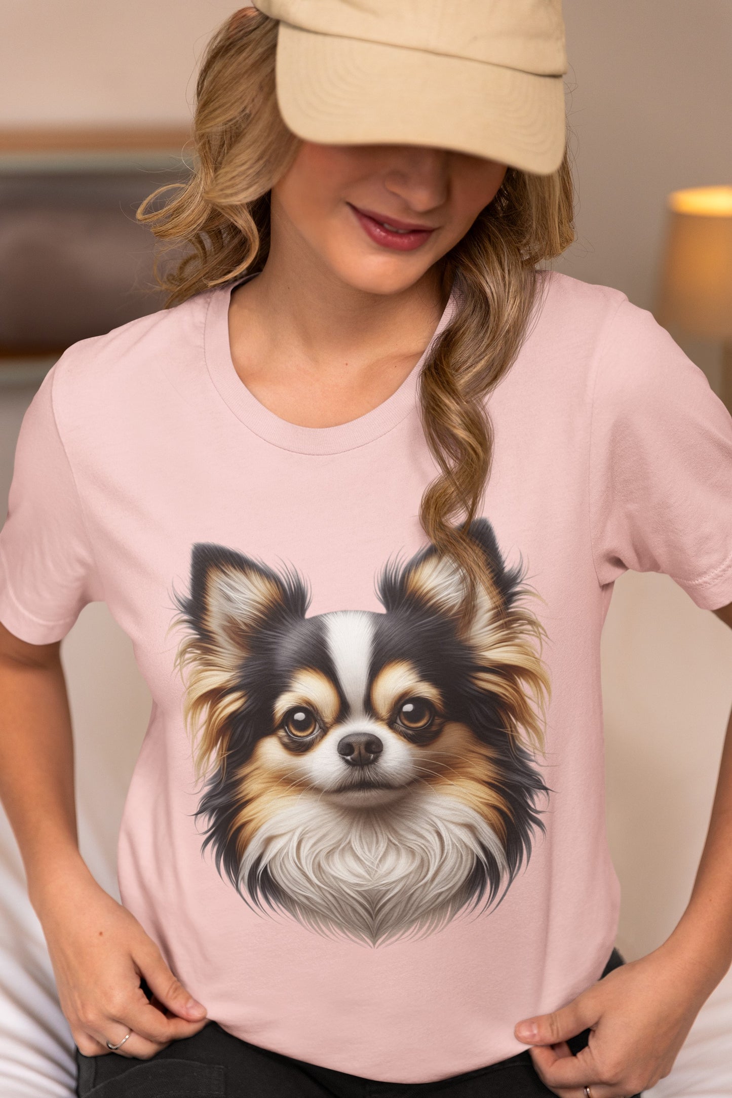 Chihuahua Tricolor Long Coat Realistic Graphic Tee