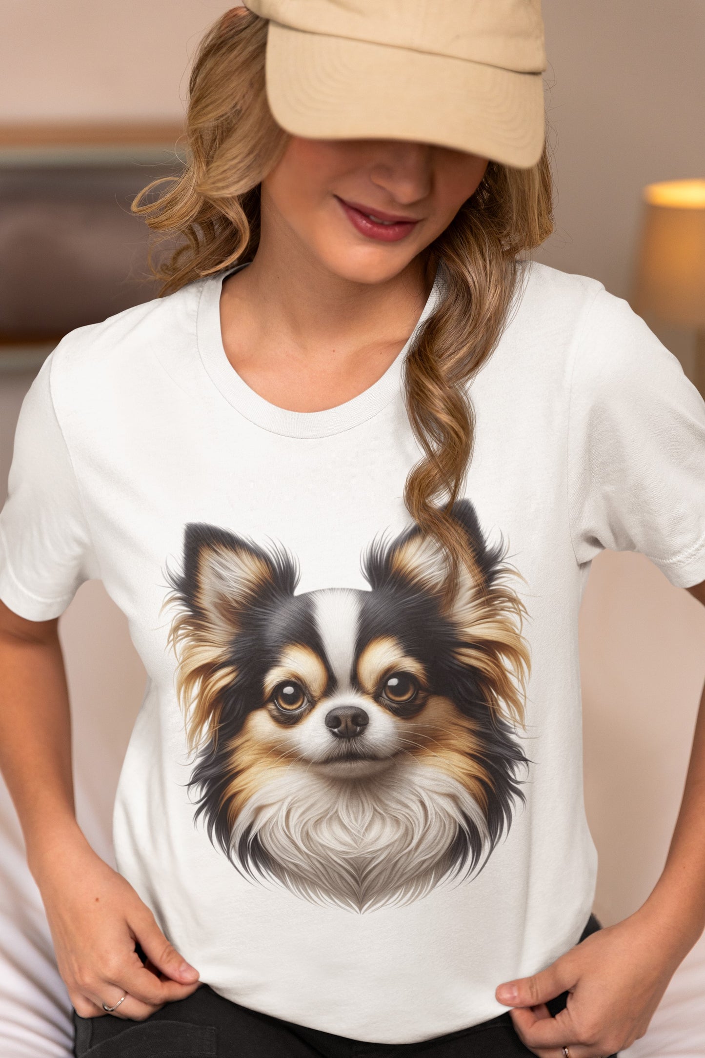 Chihuahua Tricolor Long Coat Realistic Graphic Tee