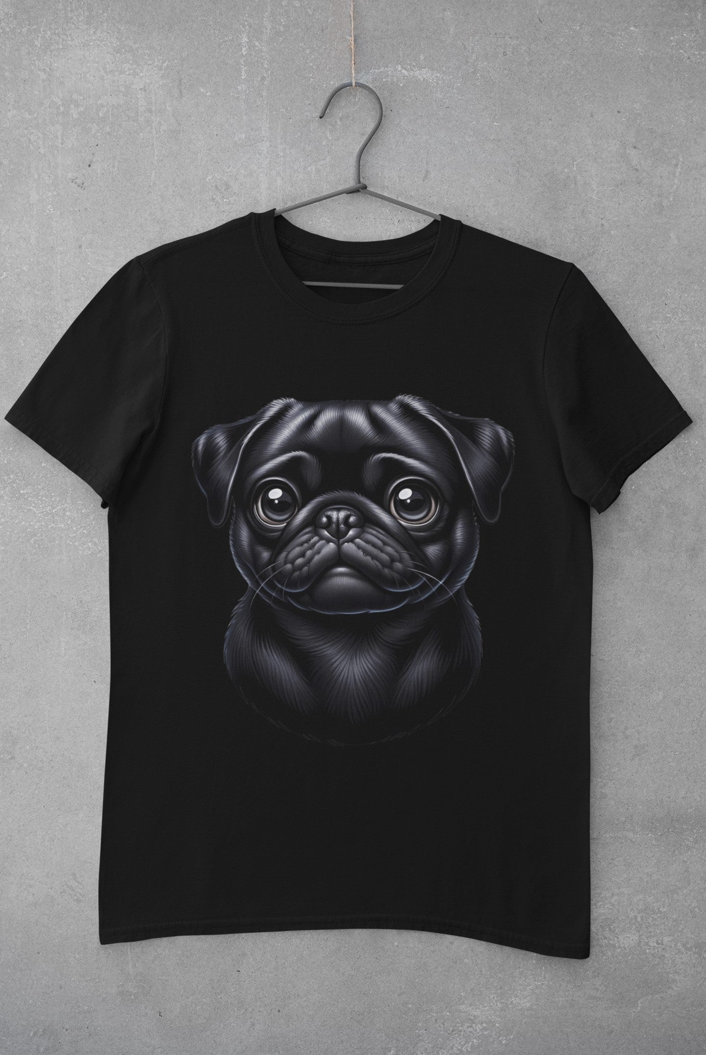 Pug Black Cartoon Graphic Tee