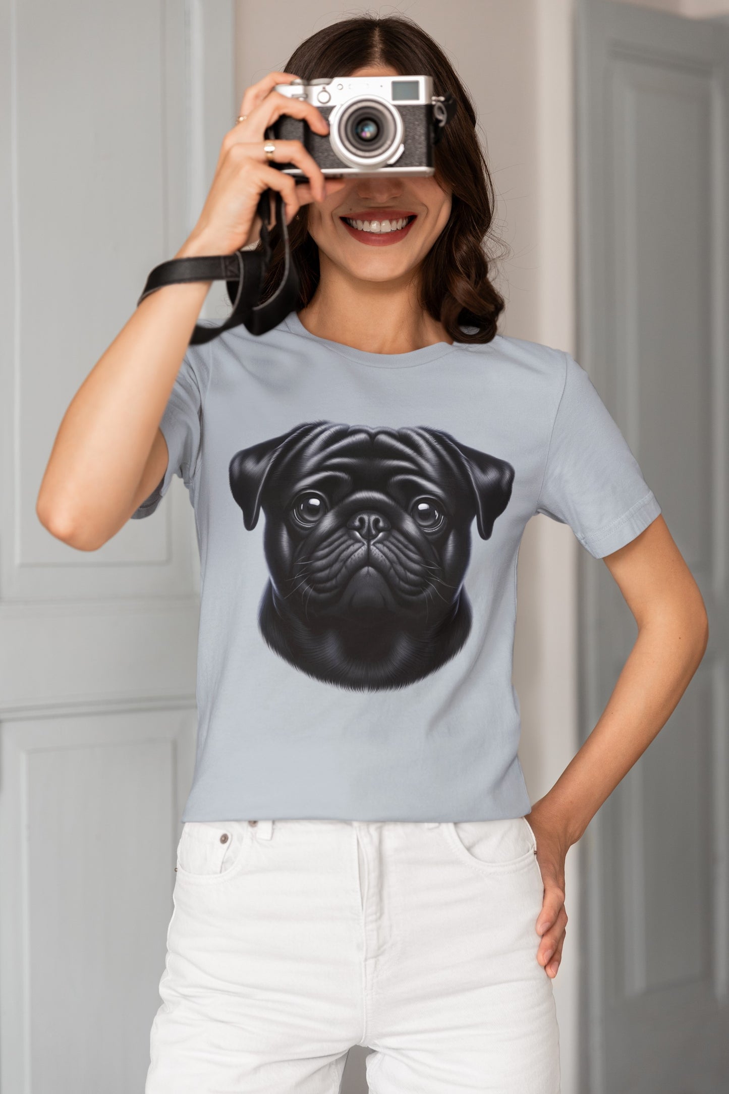 Pug Black Realistic Graphic Tee