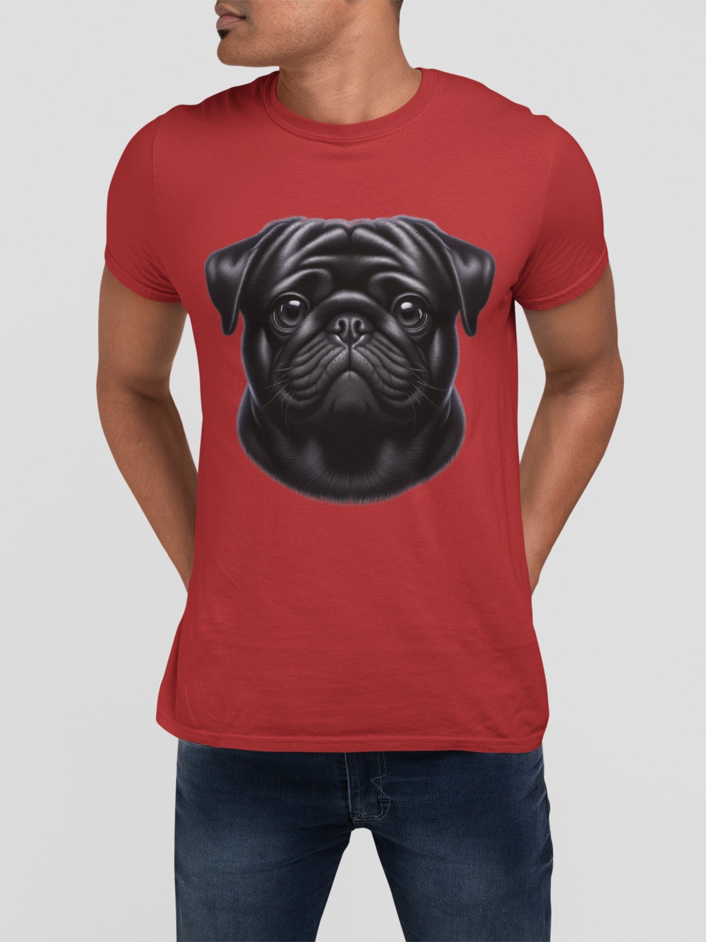 Pug Black Realistic Graphic Tee