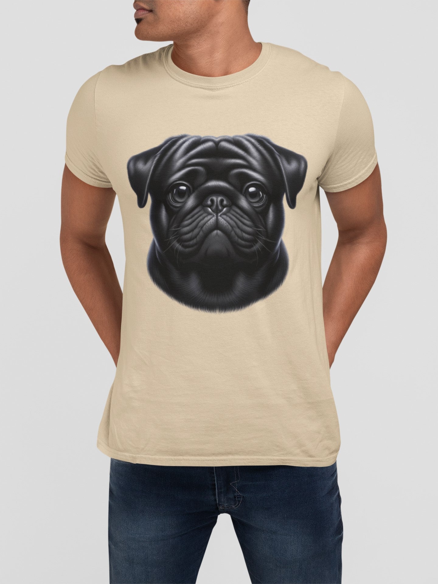 Pug Black Realistic Graphic Tee