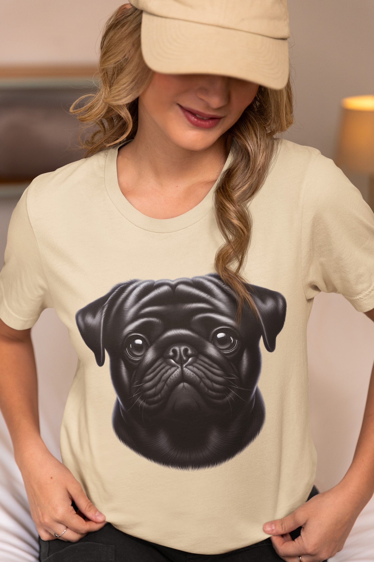 Pug Black Realistic Graphic Tee