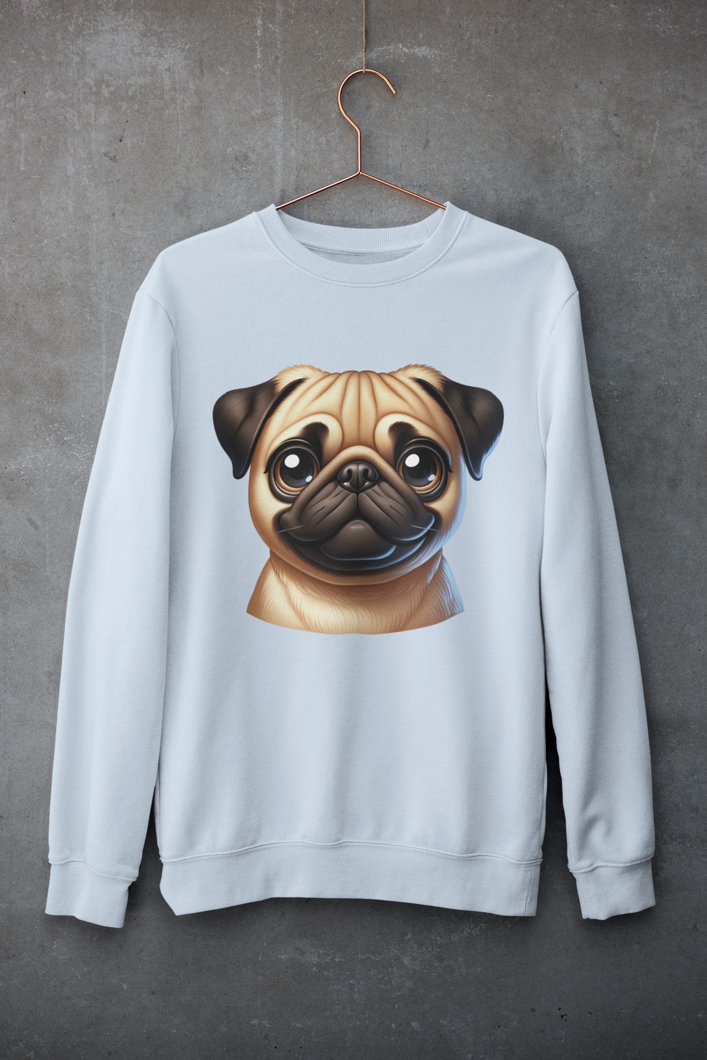 Pug Fawn Cartoon Design Crewneck Sweatshirt