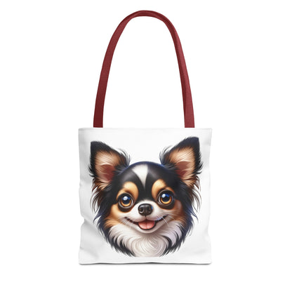 Chihuahua Tricolor Long Coat Cartoon Illustration Tote Bag