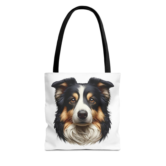 Australian Shepherd Black Tri Realistic Illustration Tote Bag