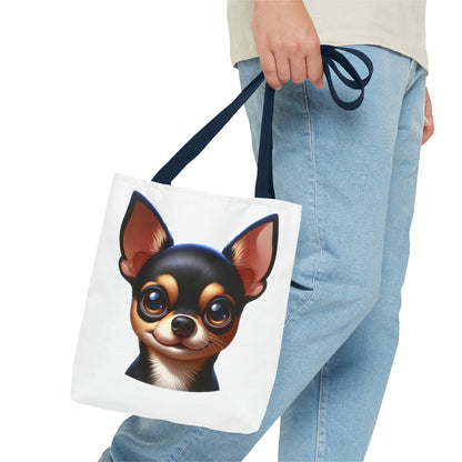 Chihuahua Black & Tan Smooth Coat Cartoon Illustration Tote Bag