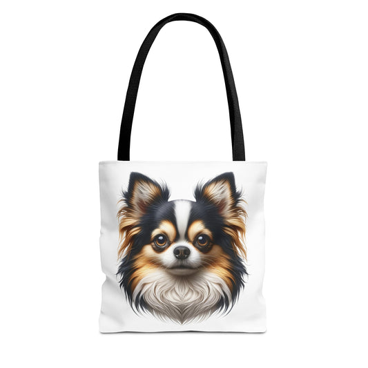 Chihuahua Tricolor Long Coat Realistic Illustration Tote Bag