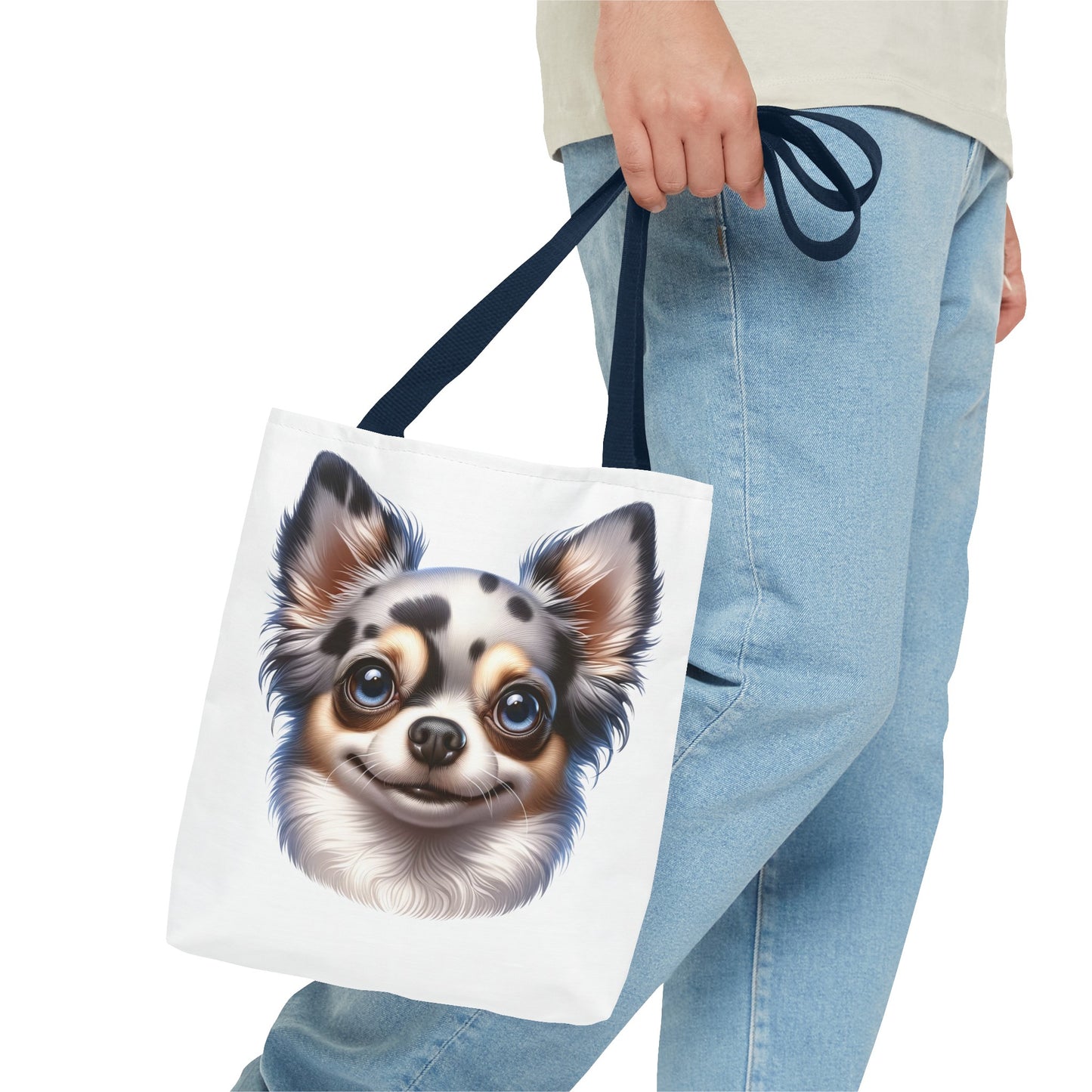 Chihuahua Blue Merle Pattern Long Coat Cartoon Illustration Tote Bag