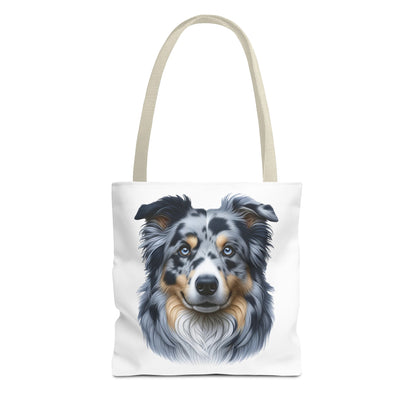 Australian Shepherd Blue Merle Realistic Illustration Tote Bag