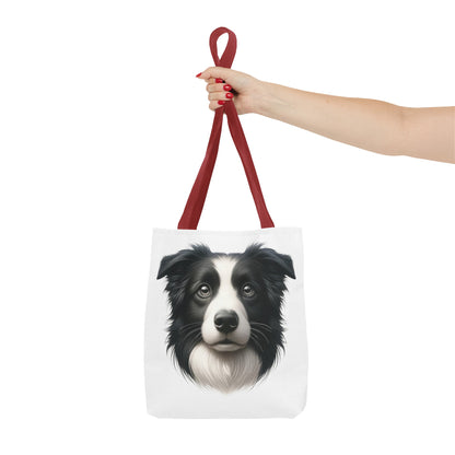 Border Collie Black & White Realistic Illustration Tote Bag