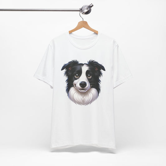 Border Collie Black & White Cartoon Graphic Tee