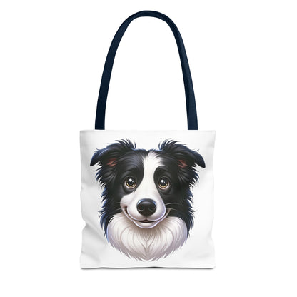 Border Collie Black & White Cartoon Illustration Tote Bag