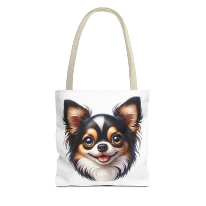 Chihuahua Tricolor Long Coat Cartoon Illustration Tote Bag