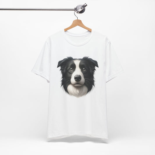 Border Collie Black & White Realistic Graphic Tee