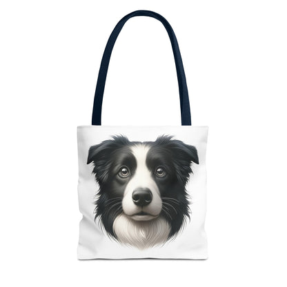 Border Collie Black & White Realistic Illustration Tote Bag