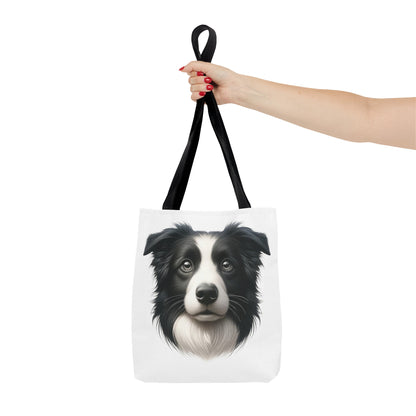 Border Collie Black & White Realistic Illustration Tote Bag